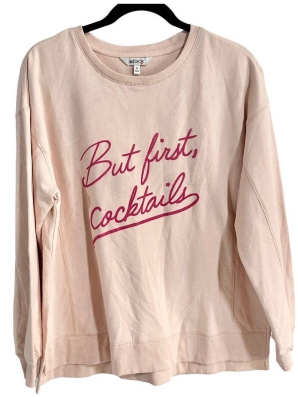 NWT Wildfox Pale Pink Crewneck Sweatshirt with Dark Pink Script
